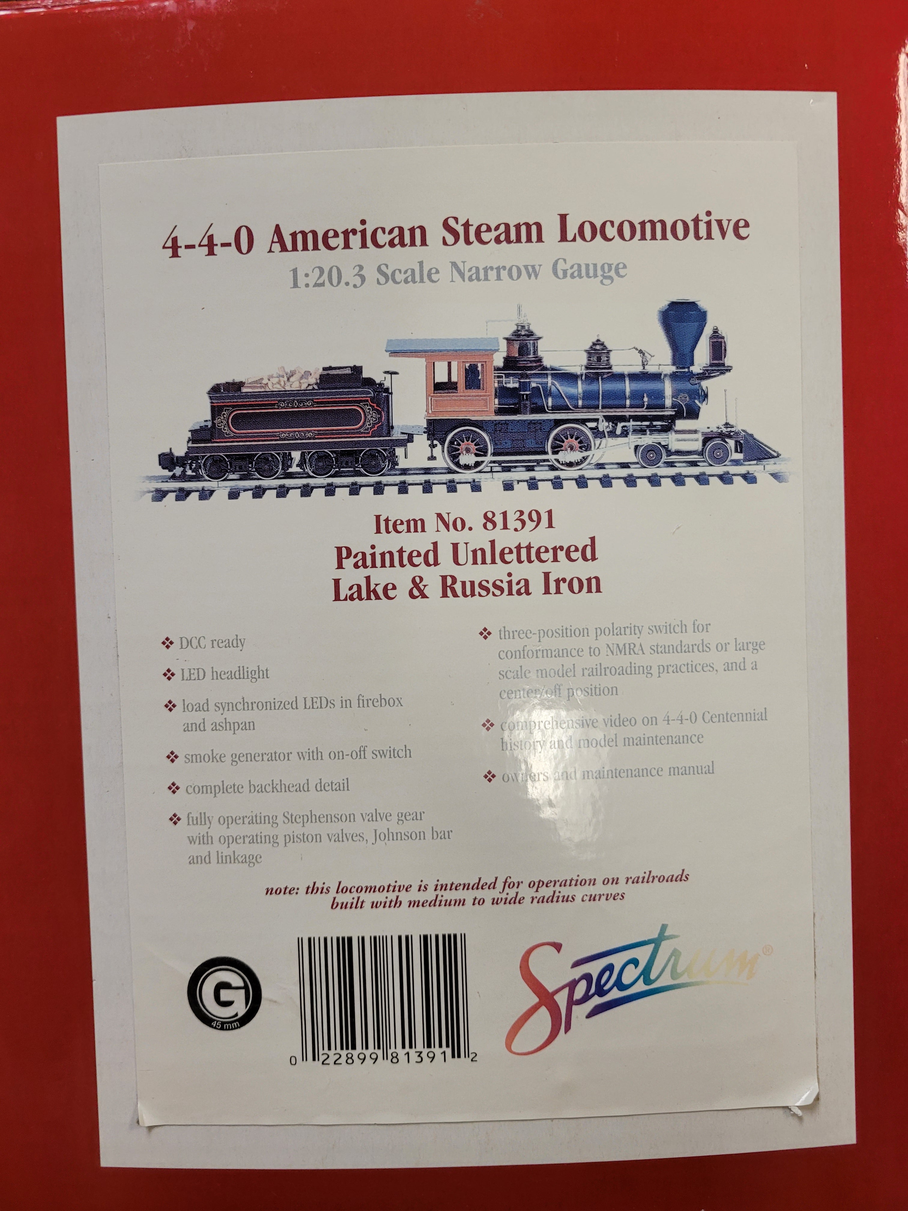 G Scale Bachmann Spectrum 4-4-0 | Lake and Russia Iron