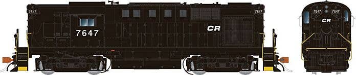 HO Alco RS11 (DC/Silent): Conrail #7638 (Ex-PC Patch, black, white)