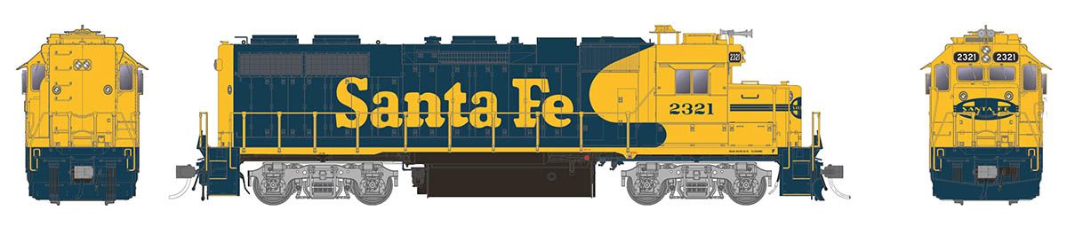 HO EMD GP38 (DCC/Sound): Santa Fe (Yellow Warbonnet) #2337