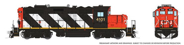 HO GP9RM (DC/Silent): CN - Stripes: #4101
