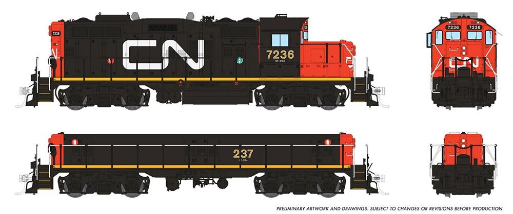 HO GP9RM Mother+Slug (DC/DCC/Sound) w/ Blomberg: CN - Early: #7236 + #237