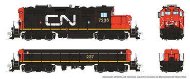 HO GP9RM Mother+Slug (DC/DCC/Sound) w/ Blomberg: CN - Early: #7236 + #237