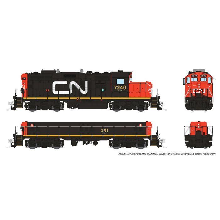 HO GP9RM Mother+Slug (DC/DCC/Sound) w/ Blomberg: CN - Early: #7240 + #241
