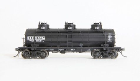 HO GA 6000 Gallon, 3-Compartment Tank Car: STCX (Black Lease) #9231