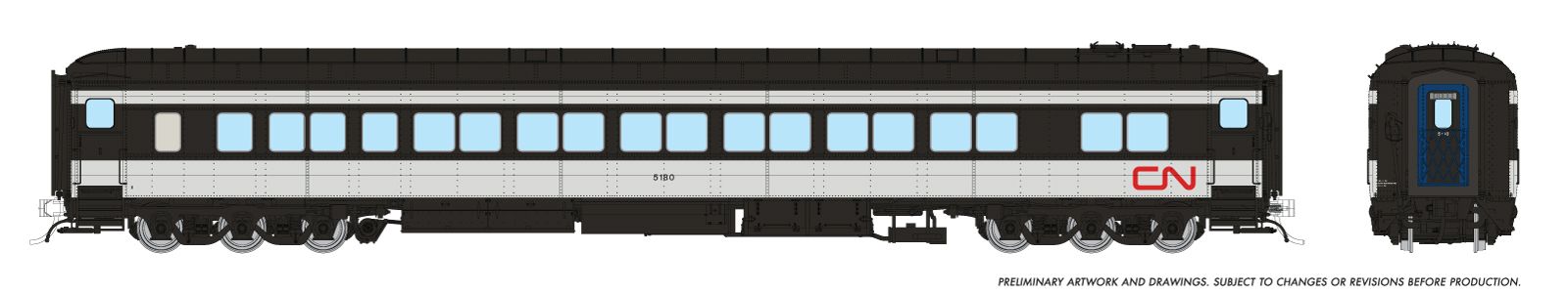 HO CC&F "Balloon Top" Coach: Canadian National (1961) #5216