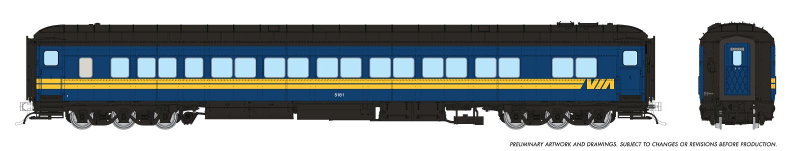HO CC&F "Balloon Top" Coach: VIA Rail #5181