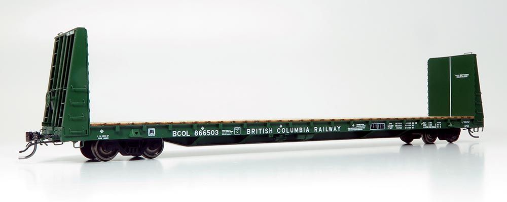 HO Mil Bulkhead Flatcar: BCR (Dark Green) #866532