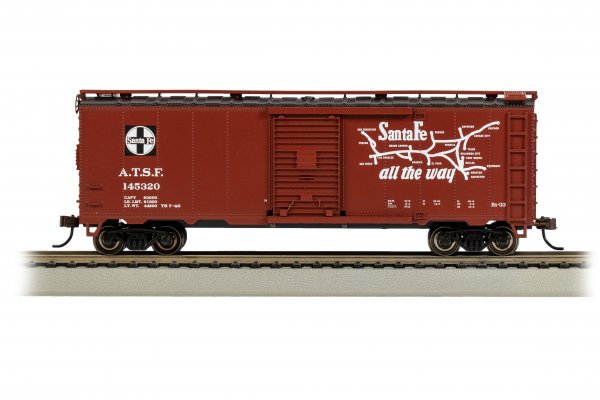 HO 40ft Steel Boxcar: ATSF (Map; Super Chief) #140675