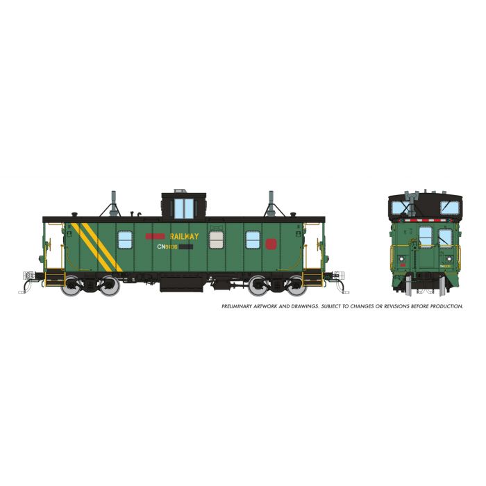 HO Hawker Siddeley Caboose: Canadian National (Patched - Ex OCR, Exx Devco 2008+) #9106 [With Track Inspection Lights]