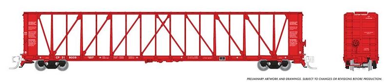 HO NSC Centrebeam Flatcar: CP Rail (Red) #318054