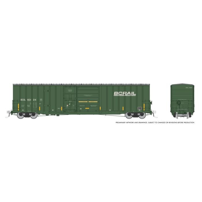 HO Trenton Works 6637cf Boxcar: BC Rail (Faded) #60147