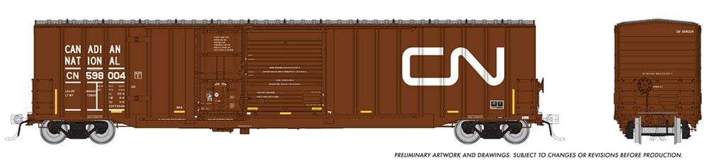 HO Trenton Works 6348cf Boxcar: Canadian National (Vertical Conspicuity Stripes) #598145