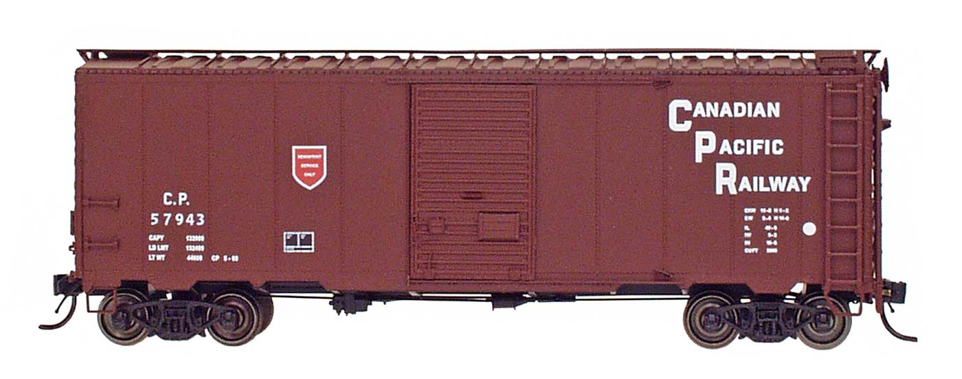 HO 10' 6" Mod. 1937 AAR Boxcar: Canadian Pacific (Newsprint) #57572