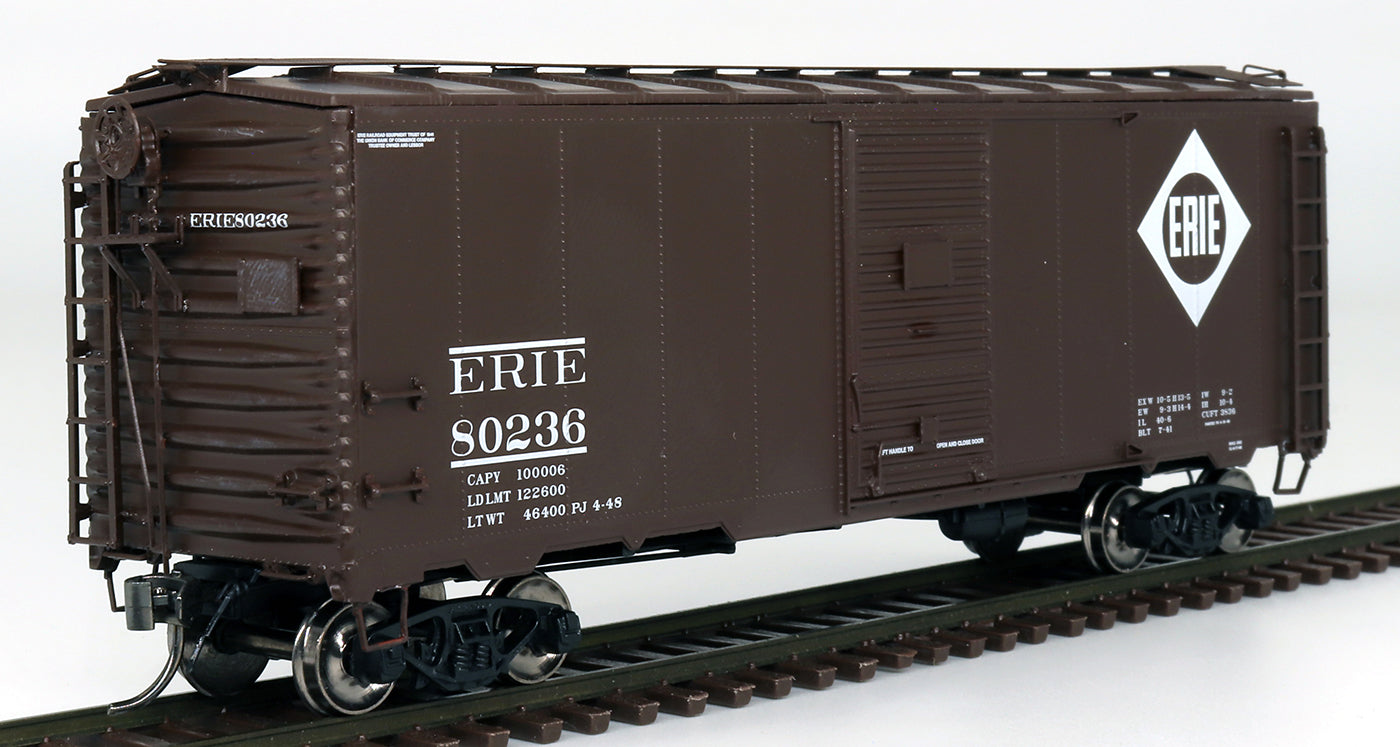 HO 10' 6" Mod. 1937 AAR Boxcar: Erie (Large Herald) #80292