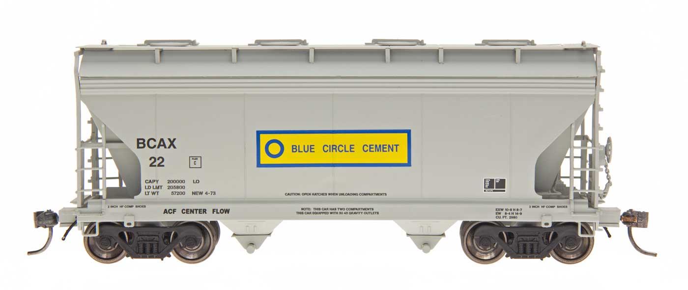 HO ACF 2-Bay Hopper: Blue Circle Cement #1