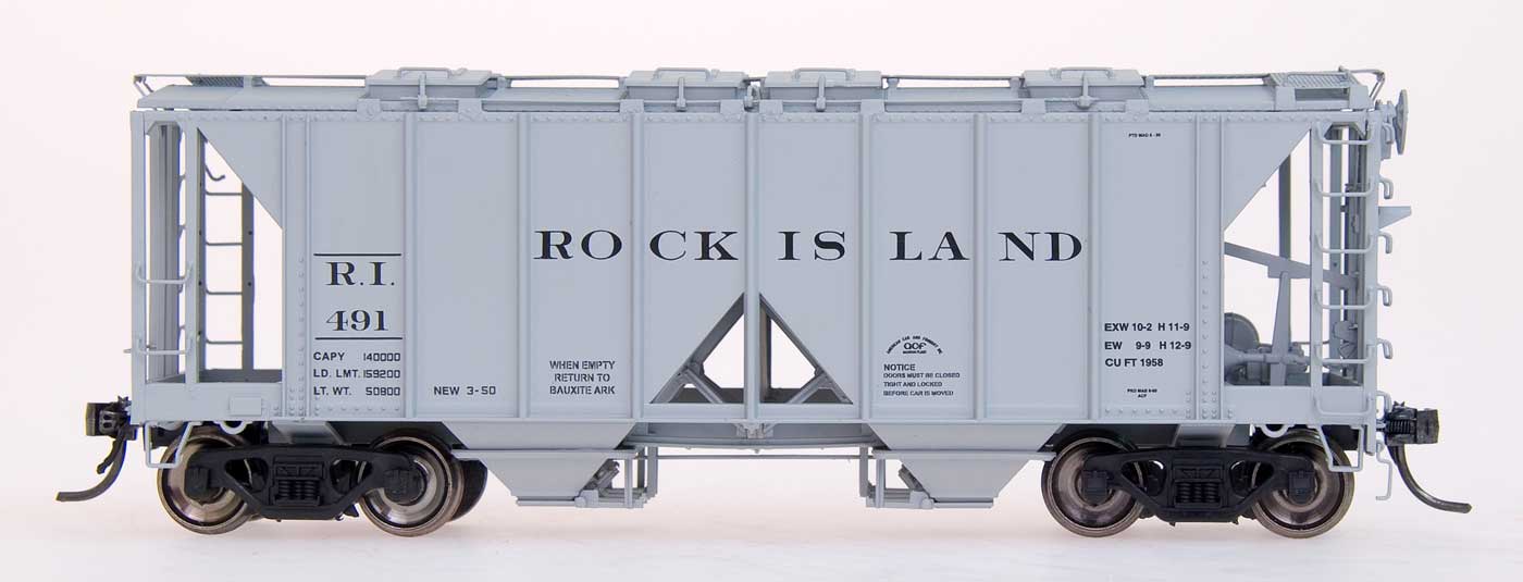 HO 1958 CU FT 2-Bay Covered Hopper: Rock Island #343