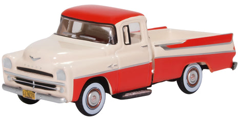 1:87 1957 Dodge D100 Sweptside Pickup: Tropical Coral/Glacier White
