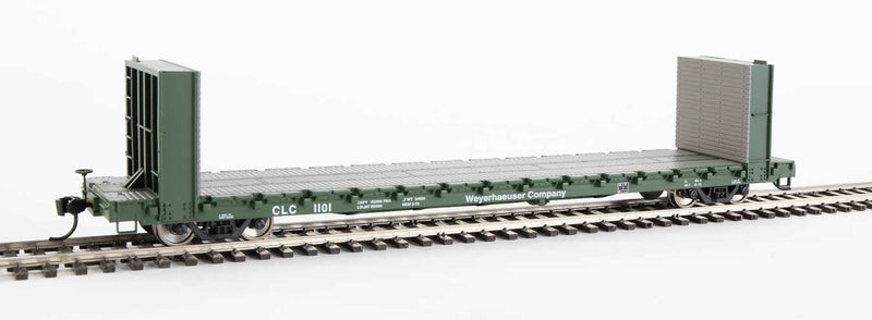 HO 60' Pullman-Standard Bulkhead Flatcar - Weyerhauser #1105
