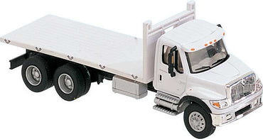 HO International 7600 3-Axle Flatbed (White w/ Railroad Decal)