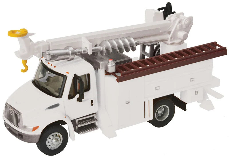 HO International 4300 Untility Truck w/ Drill (White w/ Railroad Decal)