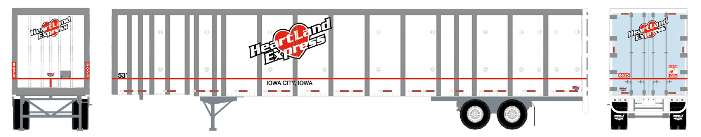 HO 53ft Wabash Plate Trailer: Heartland Express #8625