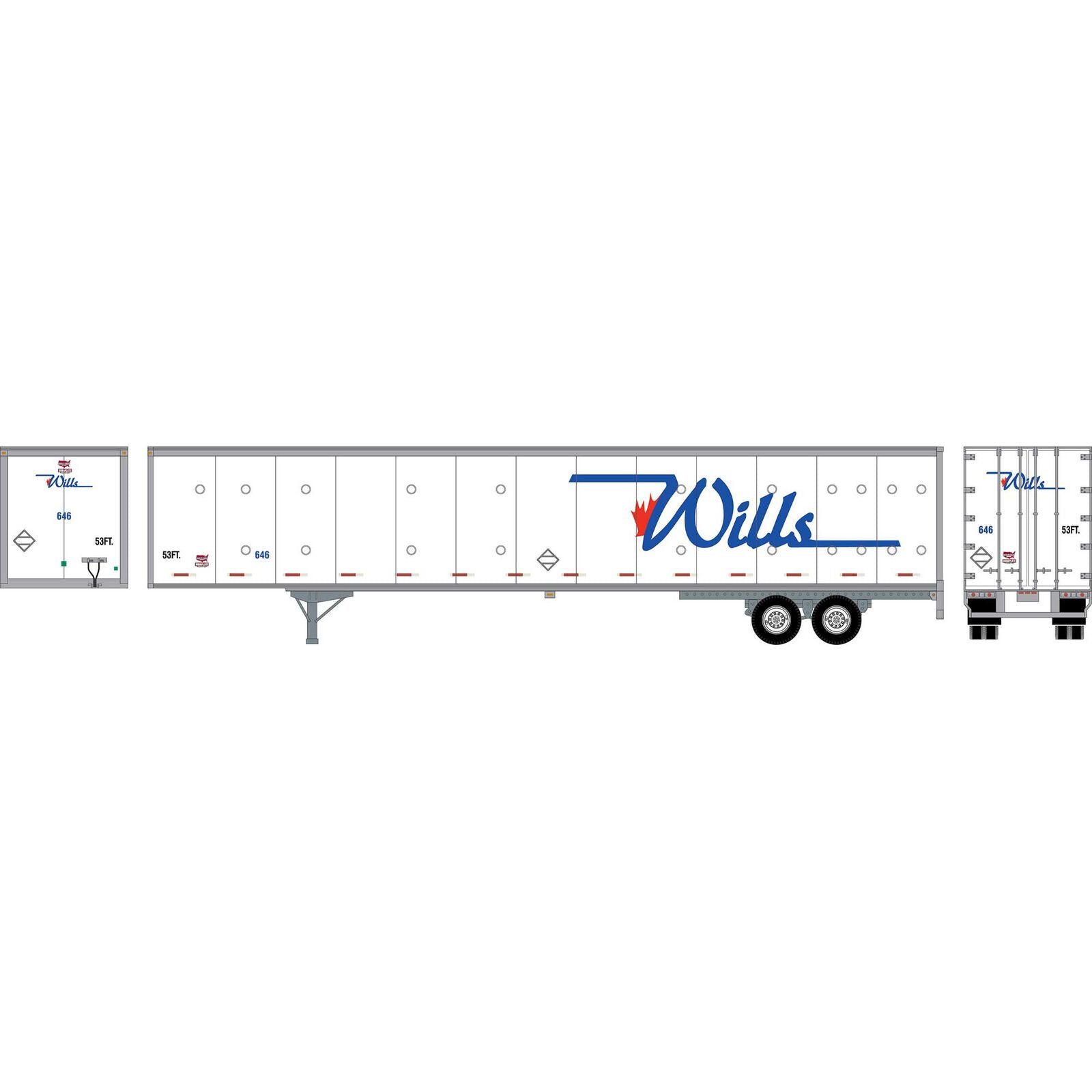 HO 53ft Duraplate Trailer: Wills #646