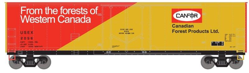 HO 50ft Youngstown Plug Door Box Car: Canadian Forest Products #2077