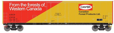 HO 50ft Youngstown Plug Door Box Car: Canadian Forest Products #2077