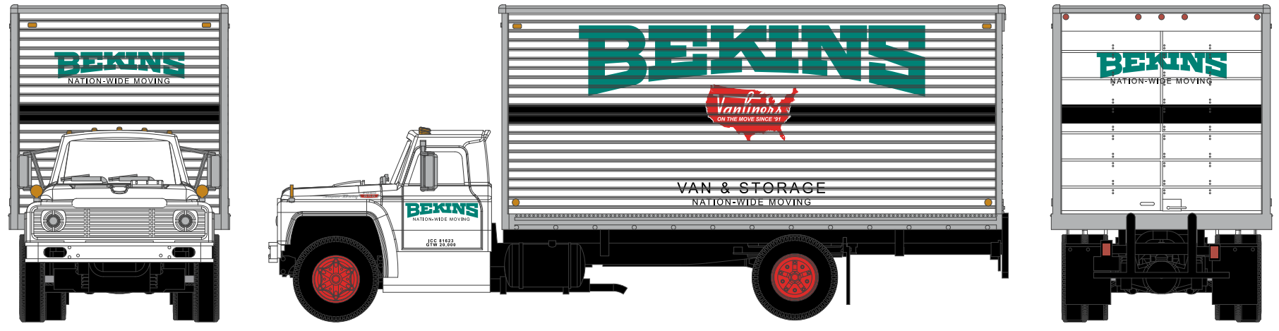 HO 1968 Ford F-850 Box Van: Bekins