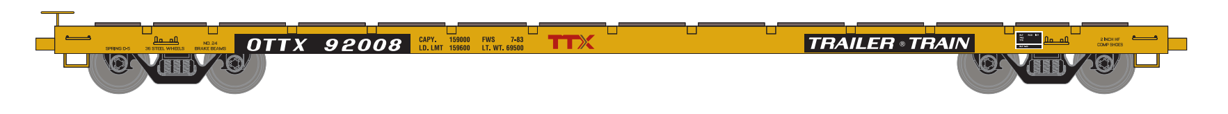 HO 60ft Flatcar (Set of 3): Trailer Train (Red Logo) #91033, 91087, 93546