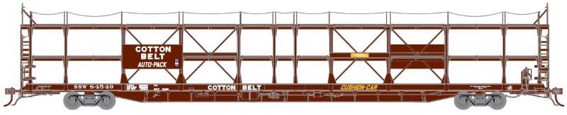 HO F89F Auto Rack Flatcar: Cotton Belt #84634
