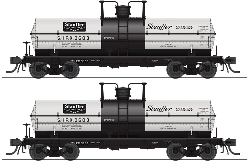 HO 6000 Gallon Tank Car (Set of 2): Stauffer Chemical #3603, 3608