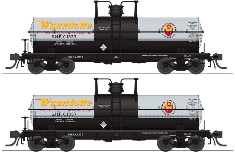 HO 6000 Gallon Tank Car (Set of 2): Wyandotte Chemicals #1337, 1340