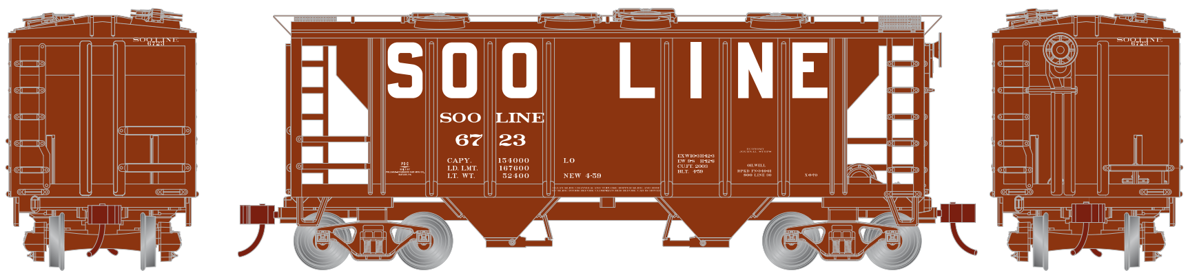 HO PS 2003 Covered Hopper: Soo Line #6723