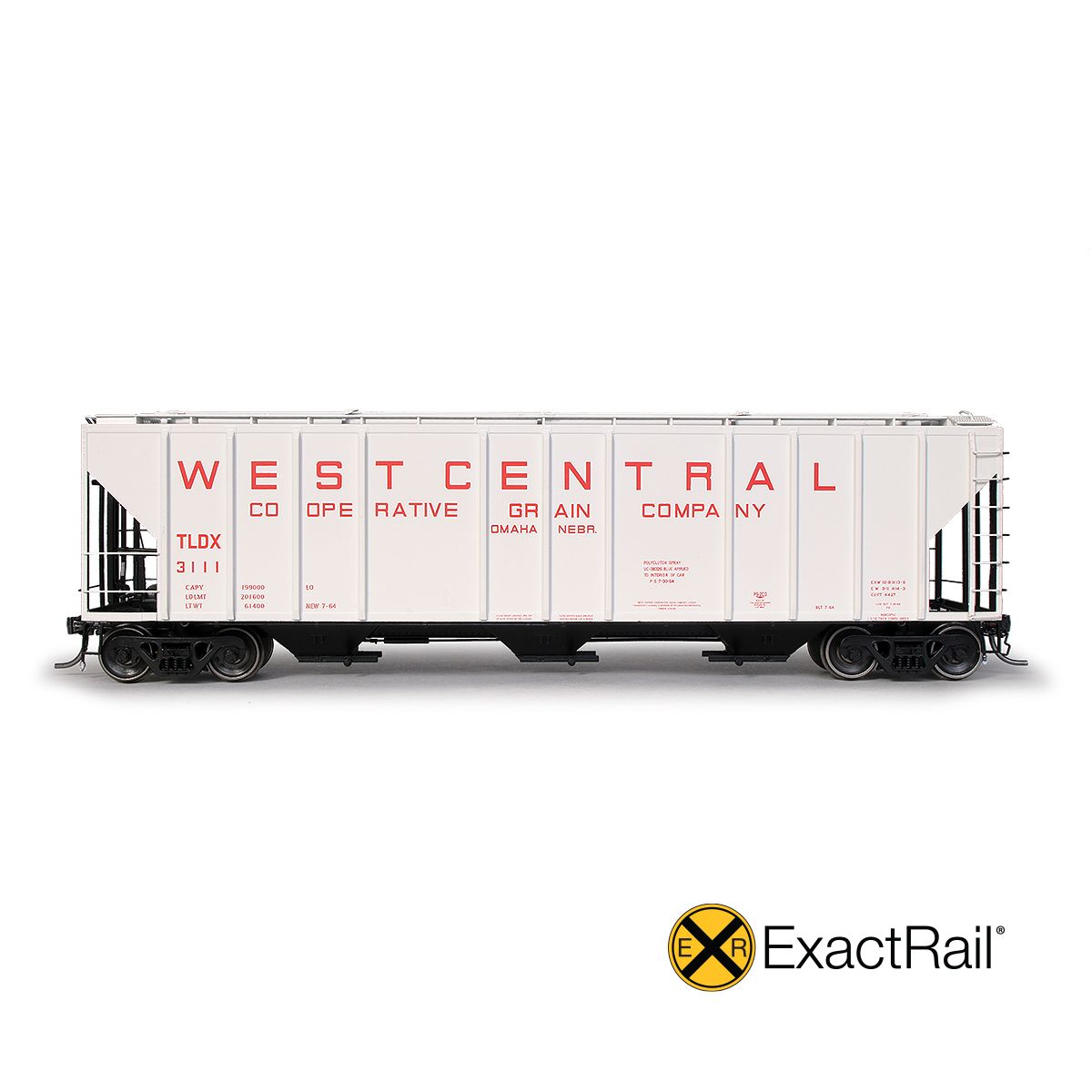 HO PS-2CD 4427cf Covered Hopper: West Central Cooperative #3108
